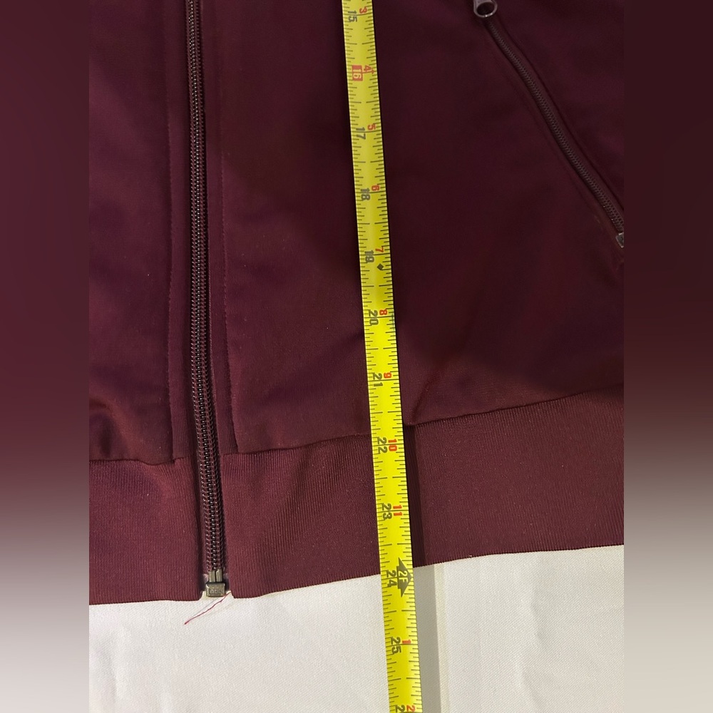 Adidas women’s Burgundy Track Jacket zip up three stripes - Picture 8 of 10